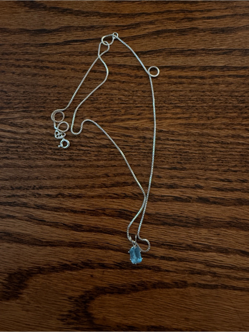 Sterling Silver Chain and Swiss Blue Topaz Pendant Necklace